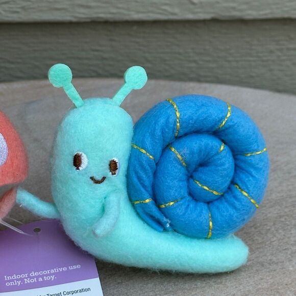 2024 Spritz Easter Figure Decor Mushroom & Snail Pairs Fabric Duo Tabletop New - Picture 3 of 8